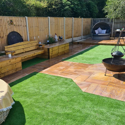 Imperial Green Indian 20mm Sandstone Paving Slabs - Sawn & Honed - Patio Kit