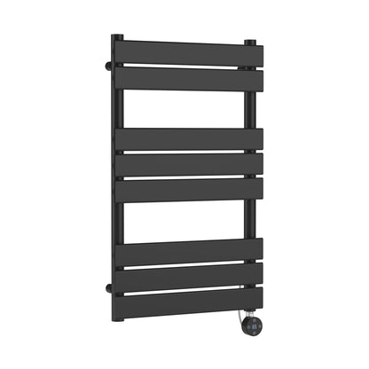 Hudson Reed Electric Flat Panel Towel Rails Square Flat Towel Radiator 840x500 Contemp Anthracite Steel 840x500x30mm