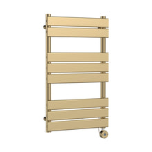 Hudson Reed Electric Flat Panel Towel Rails Square Flat Towel Radiator 840x500 Contemp Brushed Brass Steel 840x500x30mm