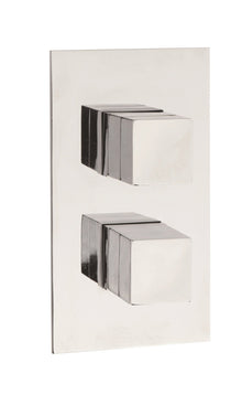 Hudson Reed 1 Outlet Valves Twin Thermostatic Shower Valve Contemp Chrome Brass Abs 215x120x135mm - SQR3210 - JJ Building Materials