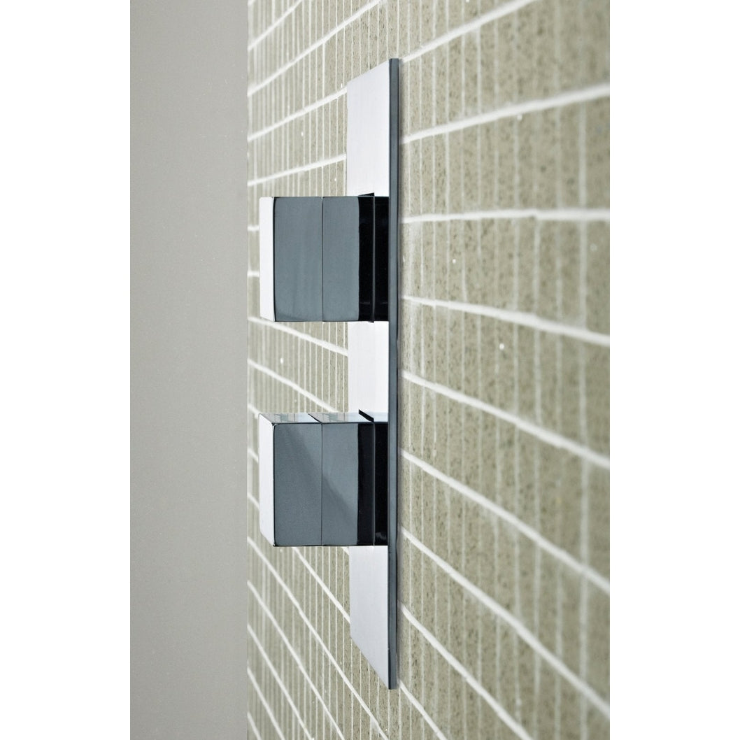 Hudson Reed 1 Outlet Valves Twin Thermostatic Shower Valve Contemp Chrome Brass Abs 215x120x135mm - SQR3210 - JJ Building Materials