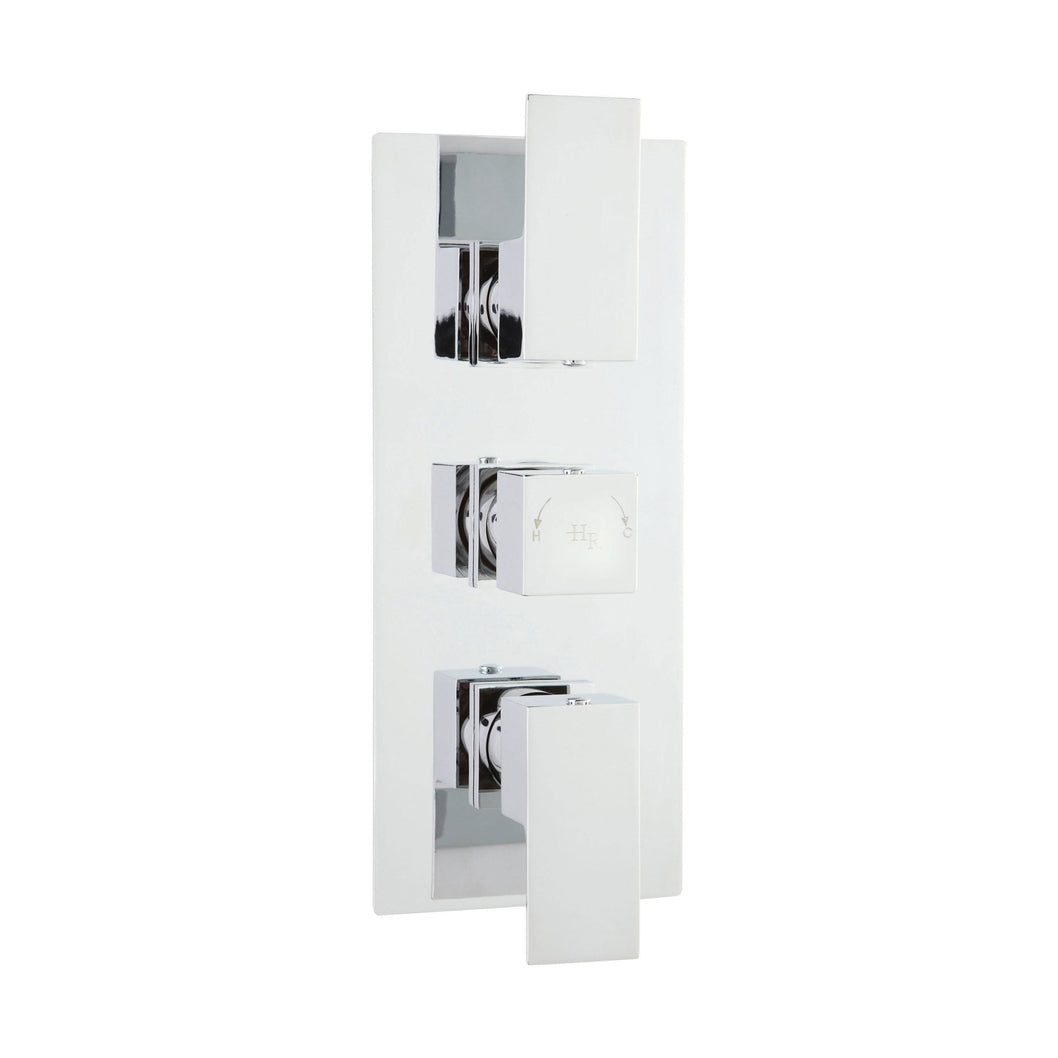 Hudson Reed 2 Outlet Valves Triple Thermostatic Shower Valve Contemp Chrome Brass Abs 280x120x135mm - ART3211 - JJ Building Materials
