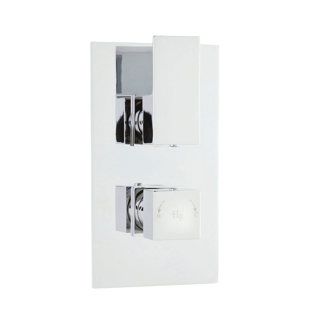 Hudson Reed 2 Outlet Valves Twin Thermostatic Shower Valve With Diverter Contemp Chrome Brass Abs 215x120x135mm - ART3207 - JJ Building Materials