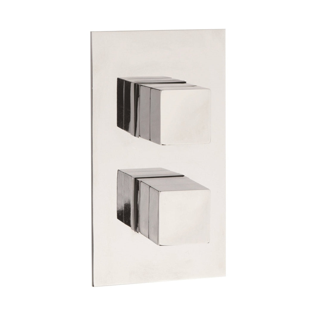 Hudson Reed 2 Outlet Valves Twin Thermostatic Shower Valve With Diverter Contemp Chrome Brass Abs 215x120x135mm - SQR3207 - JJ Building Materials
