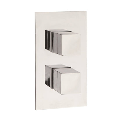 Hudson Reed 2 Outlet Valves Twin Thermostatic Shower Valve With Diverter Contemp Chrome Brass Abs 215x120x135mm - SQR3207 - JJ Building Materials