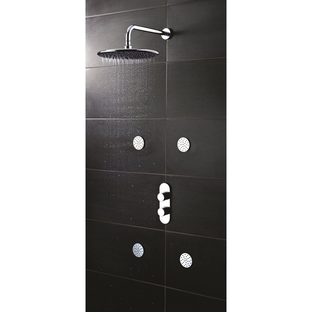 Hudson Reed 2 Outlet Valves Twin Thermostatic Shower Valve With Diverter Contemp Chrome Brass Abs 220x67x135mm - JJ Building Materials