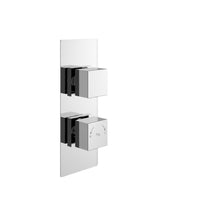 Hudson Reed 2 Outlet Valves Twin Valve With Diverter Contemp Chrome Brass Abs 215x80x136mm - SQRTW02 - JJ Building Materials