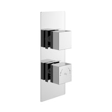 Hudson Reed 2 Outlet Valves Twin Valve With Diverter Contemp Chrome Brass Abs 215x80x136mm - SQRTW02 - JJ Building Materials