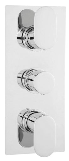 Hudson Reed 3 Outlet Valves Triple Thermostatic Shower Valve With Diverter Contemp Chrome Brass Abs 280x120x135mm - JJ Building Materials