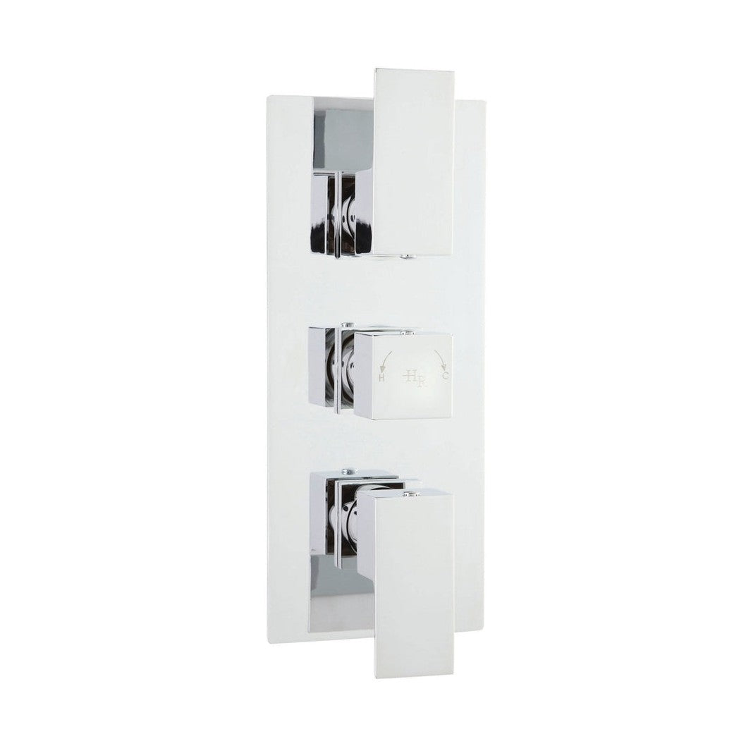 Hudson Reed 3 Outlet Valves Triple Thermostatic Shower Valve With Diverter Contemp Chrome Brass Abs 300x120x135mm - JJ Building Materials