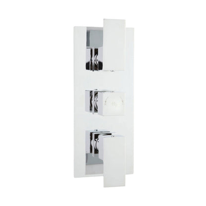 Hudson Reed 3 Outlet Valves Triple Thermostatic Shower Valve With Diverter Contemp Chrome Brass Abs 300x120x135mm - JJ Building Materials