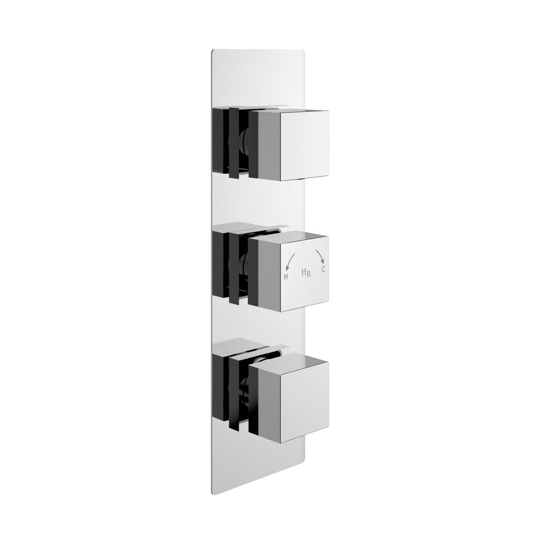 Hudson Reed 3 Outlet Valves Triple Valve With Diverter Contemp Chrome Brass Abs 280x95x136mm - SQRTR03 - JJ Building Materials