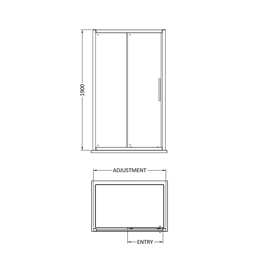Hudson Reed Apex 1200mm Sliding Door Contemp Chrome Aluminium,metal 1900x1190x44mm - M1200SSH4 - JJ Building Materials