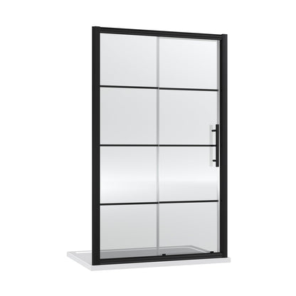 Hudson Reed Apex 1400mm Sliding Shower Door Contemp Matt Black Aluminium,metal 1950x1390x44mm - JJ Building Materials