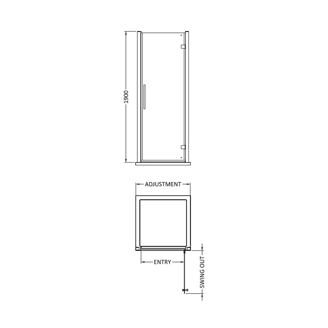 Hudson Reed Apex 760mm Hinged Door Contemp Chrome Aluminium,metal 1900x750x44mm - MH76H4 - JJ Building Materials