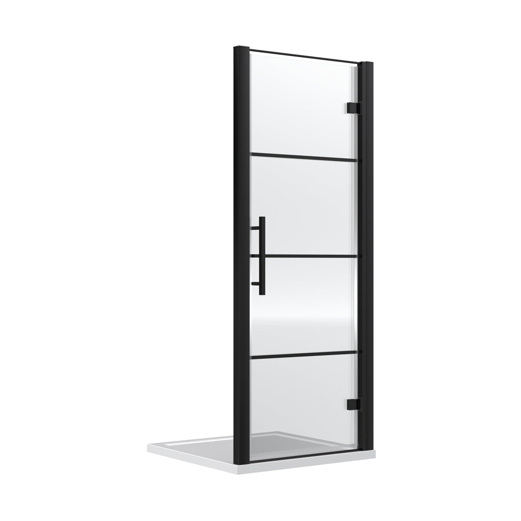 Hudson Reed Apex 800mm Hinged Shower Door Contemp Matt Black Aluminium,metal 1950x790x44mm - JJ Building Materials