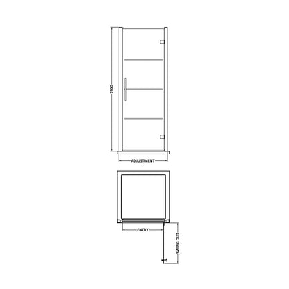 Hudson Reed Apex 800mm Hinged Shower Door Contemp Matt Black Aluminium,metal 1950x790x44mm - JJ Building Materials