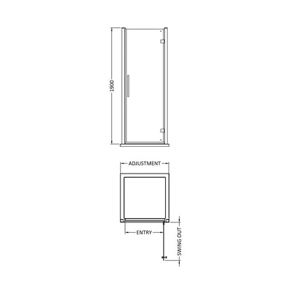 Hudson Reed Apex 900mm Hinged Door Contemp Chrome Aluminium,metal 1900x890x44mm - MH90H4 - JJ Building Materials