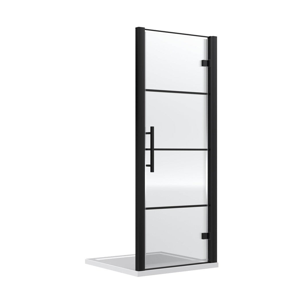 Hudson Reed Apex 900mm Hinged Shower Door Contemp Matt Black Aluminium,metal 1950x890x44mm - JJ Building Materials