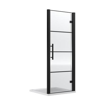 Hudson Reed Apex 900mm Hinged Shower Door Contemp Matt Black Aluminium,metal 1950x890x44mm - JJ Building Materials