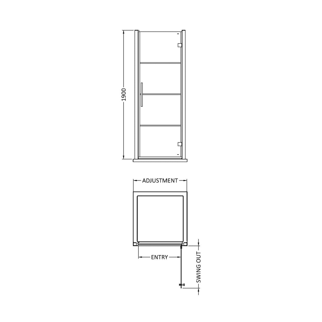 Hudson Reed Apex 900mm Hinged Shower Door Contemp Matt Black Aluminium,metal 1950x890x44mm - JJ Building Materials