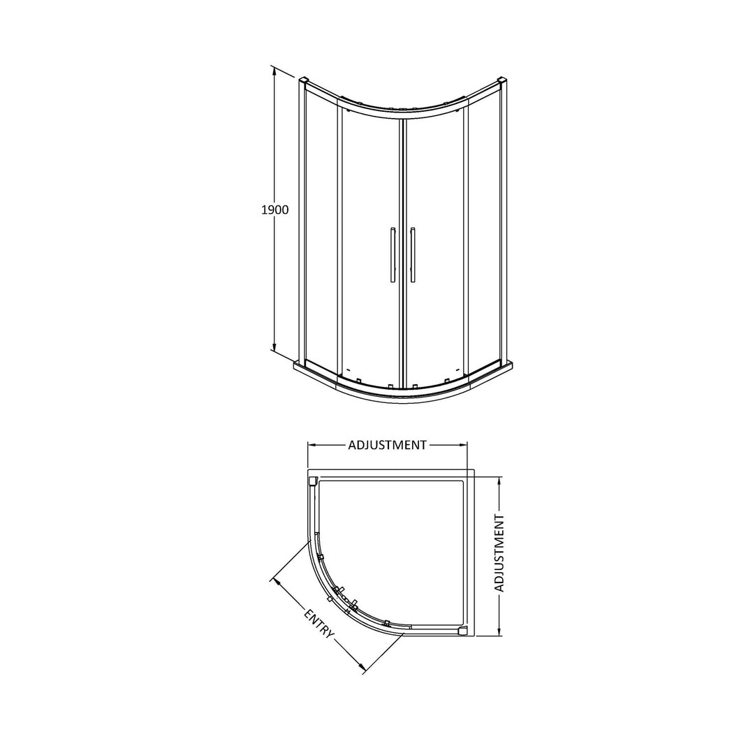 Hudson Reed Apex 900mm Quadrant Contemp Matt Black Aluminium,metal 1900x880x880mm - JJ Building Materials