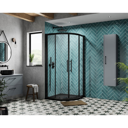 Hudson Reed Apex 900mm Quadrant Contemp Matt Black Aluminium,metal 1900x880x880mm - JJ Building Materials