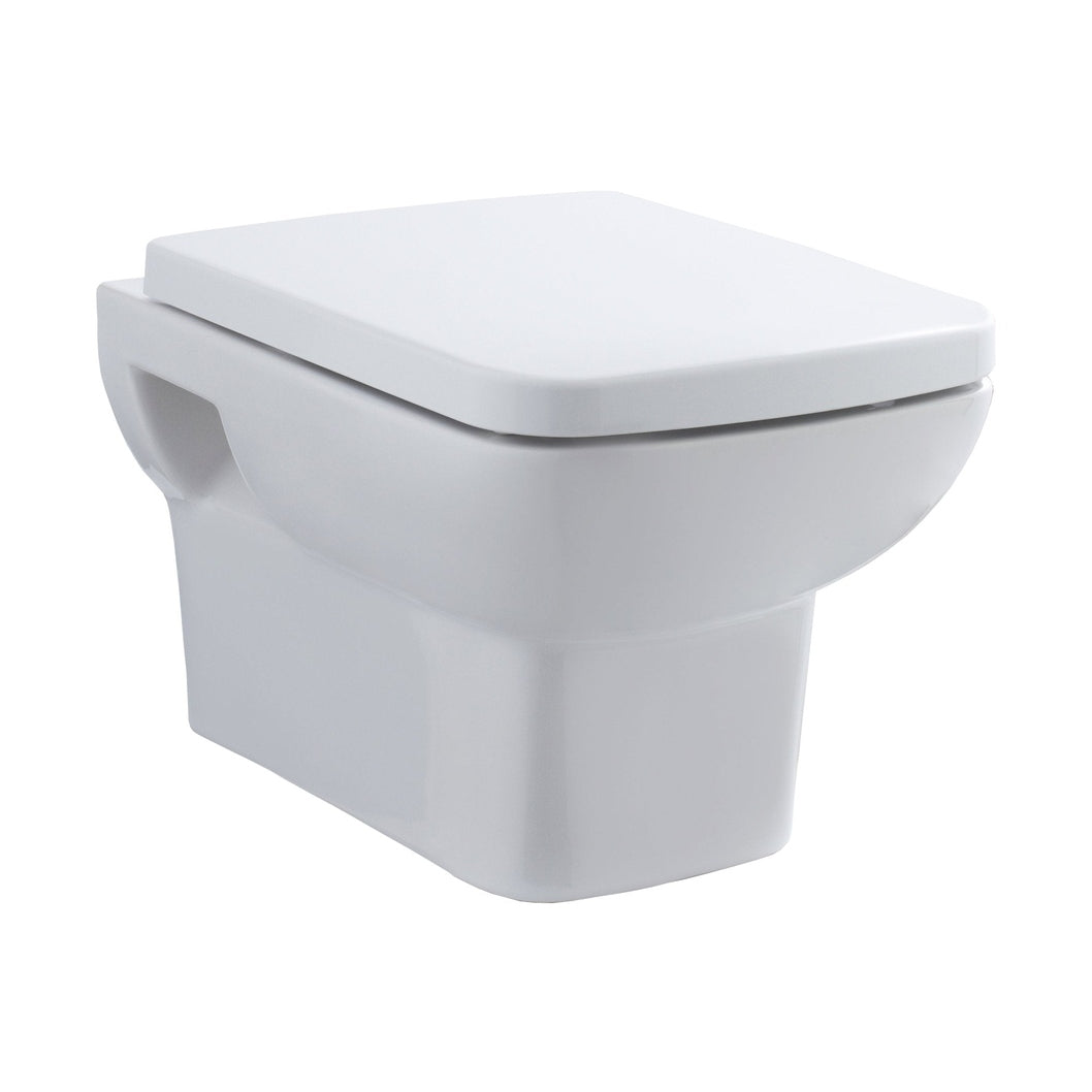 Hudson Reed Arlo Wall Hung Pan & Seat Contemp Gloss White Vitreous China 420x350x525mm - JJ Building Materials