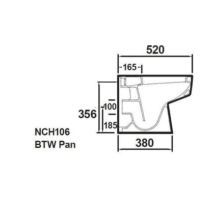 Hudson Reed Back To Wall Toilets Back To Wall Pan & Seat Contemp Gloss White Vitreous China 400x350x520mm - JJ Building Materials