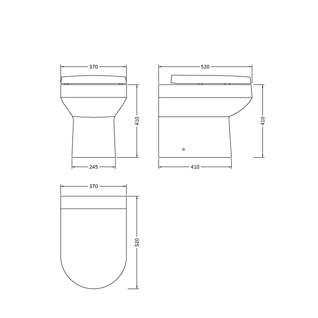 Hudson Reed Back To Wall Toilets Back To Wall Pan & Seat Contemp Gloss White Vitreous China 410x370x520mm - JJ Building Materials