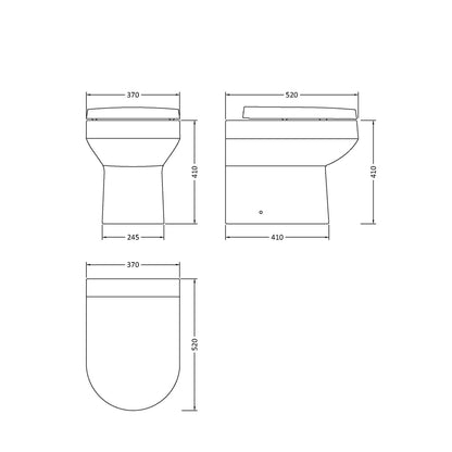 Hudson Reed Back To Wall Toilets Back To Wall Pan & Seat Contemp Gloss White Vitreous China 410x370x520mm - JJ Building Materials