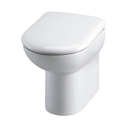 Hudson Reed Back To Wall Toilets Comfort Height Back To Wall Pan & Seat Contemp Gloss White Vitreous China 500x375x545mm - JJ Building Materials