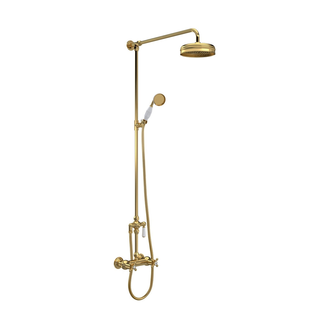 Hudson Reed Bar Mixer Shower Sets Trad Thermostatic Shower Valve & Kit Brushed Brass Brass 1245x200x689mm - JJ Building Materials