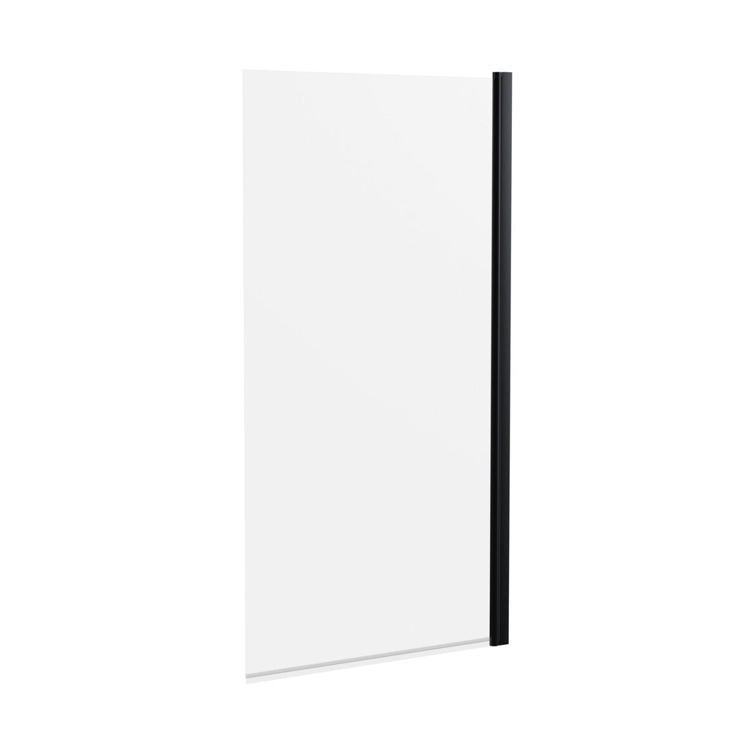 Hudson Reed Bath Screens Square Bath Screen Trad Matt Black Aluminium 1430x790x24mm - JJ Building Materials