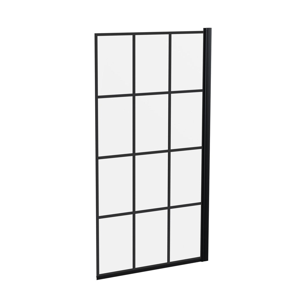Hudson Reed Bath Screens Square Black Framed Bath Screen Contemp Matt Black Aluminium 1430x790x38mm - JJ Building Materials