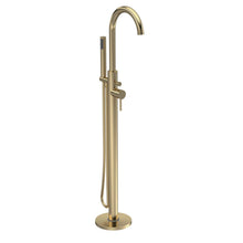 Hudson Reed Bath Shower Mixers Tec Floor Standing Bath Shower Mixer Contemp Brushed Brass Brass 1200x200x345mm - JJ Building Materials