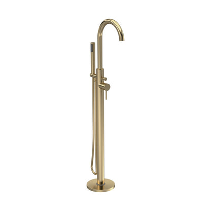 Hudson Reed Bath Shower Mixers Tec Floor Standing Bath Shower Mixer Contemp Brushed Brass Brass,plastic 1200x200x345mm - JJ Building Materials