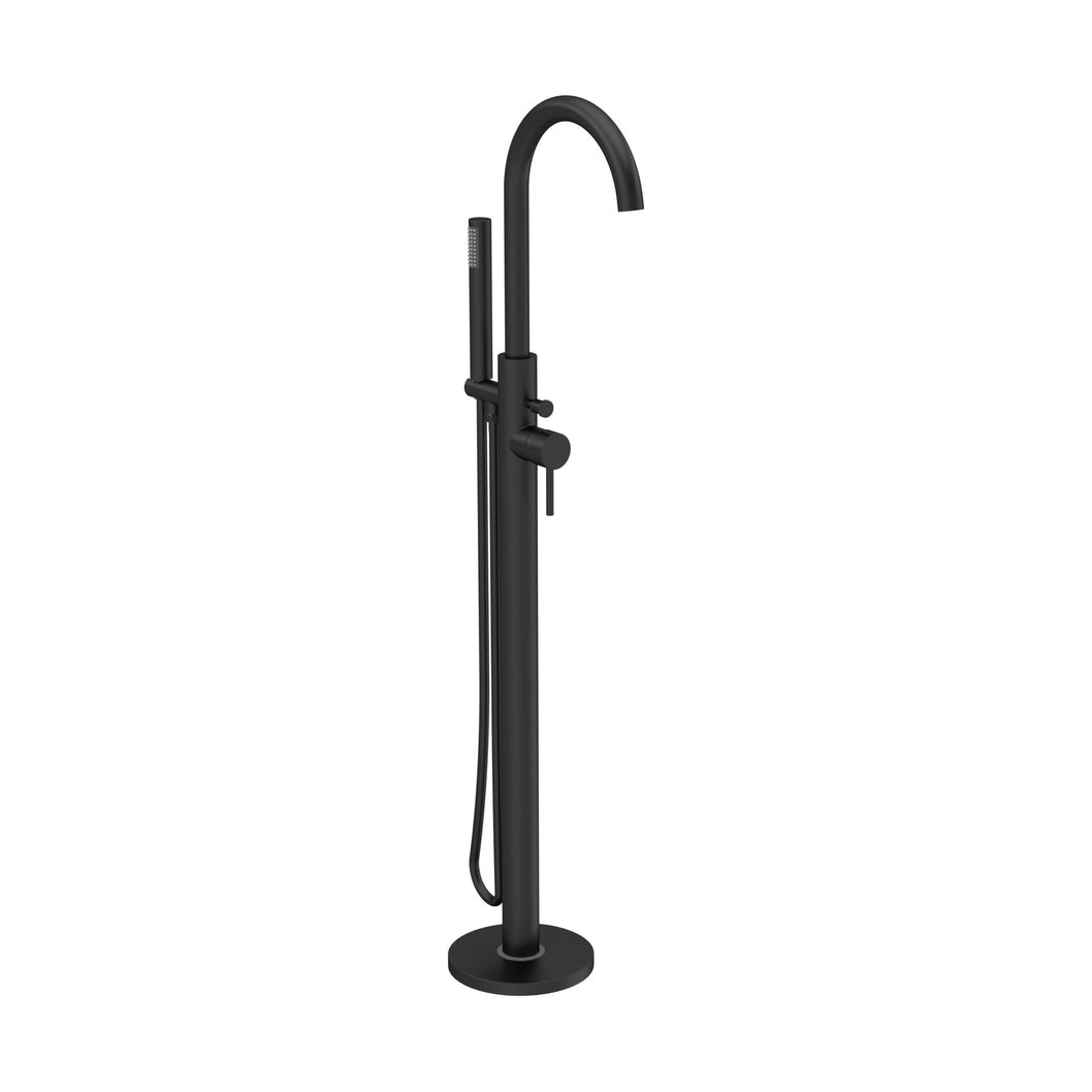 Hudson Reed Bath Shower Mixers Tec Floor Standing Bath Shower Mixer Contemp Matt Black Brass,plastic 1200x200x345mm - JJ Building Materials