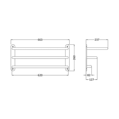 Hudson Reed Bath Wastes And Extras 3 Tier Towel Rack Trad Chrome Brass 260x612x247mm - JJ Building Materials