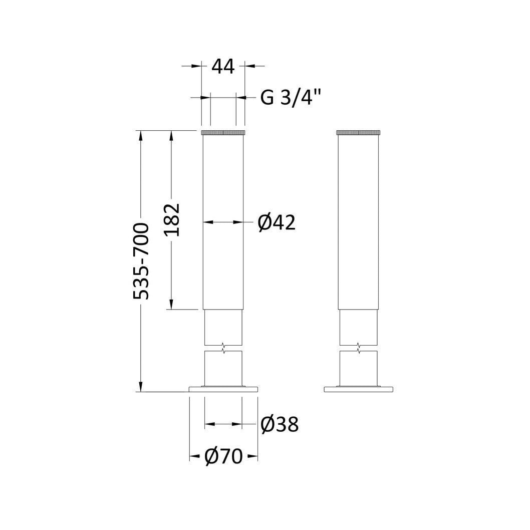 Hudson Reed Bath Wastes And Extras Bath Legs With Adjustable Shrouds Trad Chrome Brass 720x40x70mm - JJ Building Materials