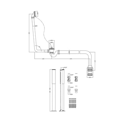 Hudson Reed Bath Wastes And Extras Roll Top Bath Pack Trad Chrome Brass 55x77x85mm - JJ Building Materials