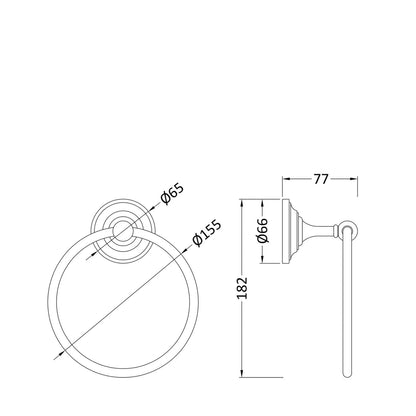 Hudson Reed Bath Wastes And Extras Towel Ring Trad Chrome Brass 155x155x77mm - JJ Building Materials