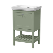 Hudson Reed Bexley 500mm Floor Standing Vanity & Basin 0th Trad Fern Green MDF Vinyl Smooth Matt 865x531x406mm - JJ Building Materials