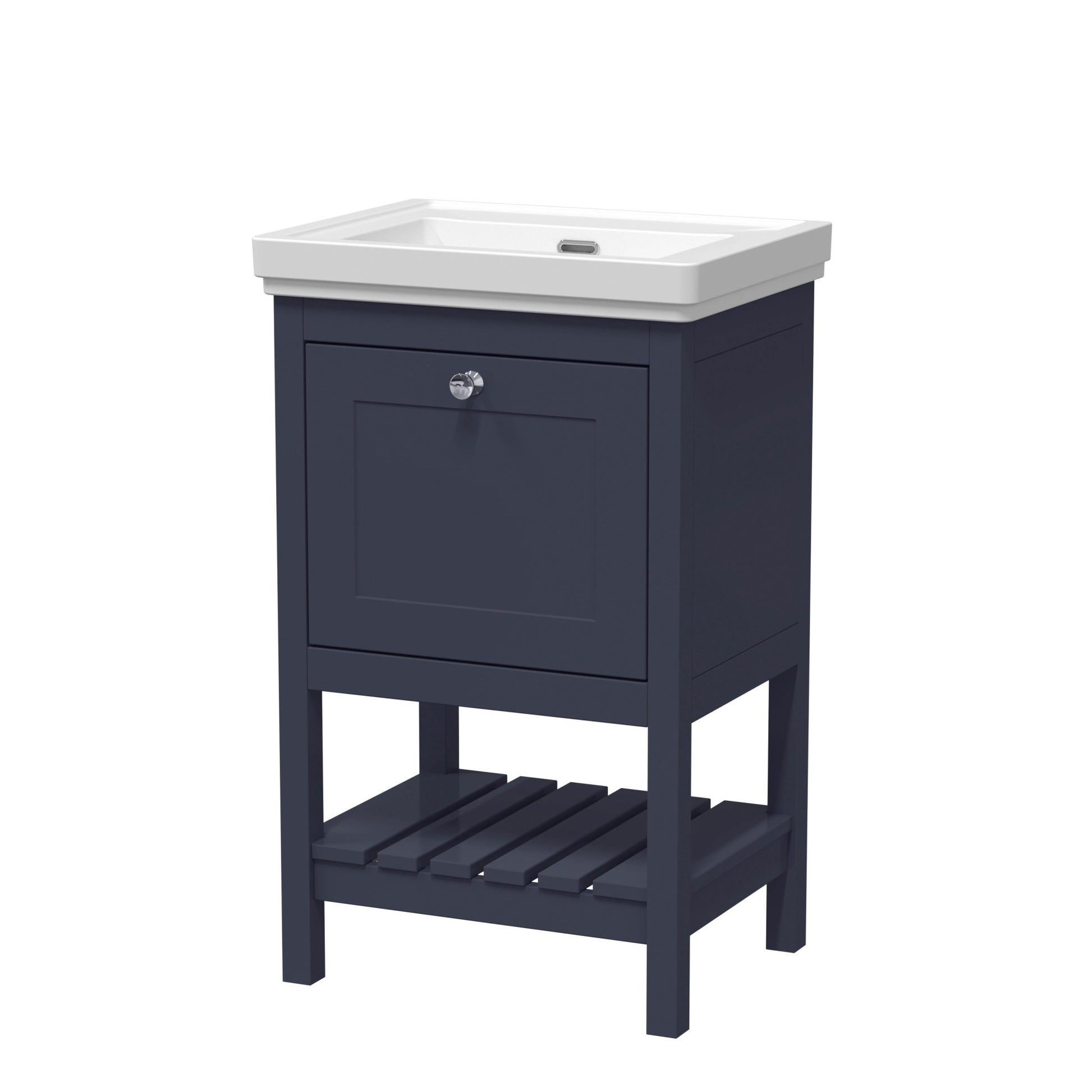 Hudson Reed Bexley 500mm Floor Standing Vanity & Basin 0th Trad Indigo Blue MDF Vinyl Smooth Matt 865x531x406mm - JJ Building Materials