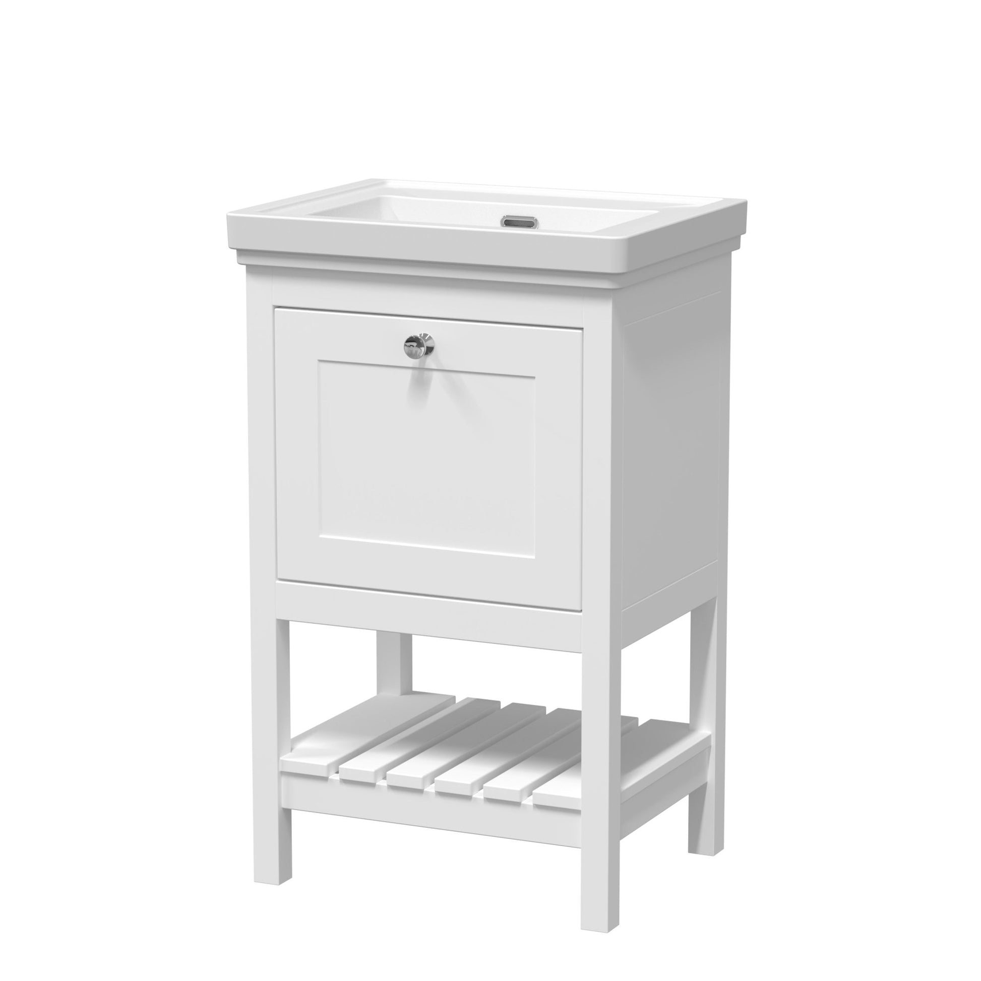 Hudson Reed Bexley 500mm Floor Standing Vanity & Basin 0th Trad Pure White MDF Vinyl Smooth Matt 865x531x406mm - JJ Building Materials