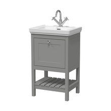 Hudson Reed Bexley 500mm Floor Standing Vanity & Basin 1th Trad Cool Grey MDF Vinyl Smooth Matt 865x531x406mm - JJ Building Materials