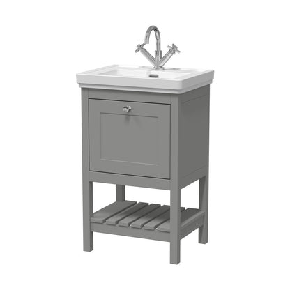 Hudson Reed Bexley 500mm Floor Standing Vanity & Basin 1th Trad Cool Grey MDF Vinyl Smooth Matt 865x531x406mm - JJ Building Materials