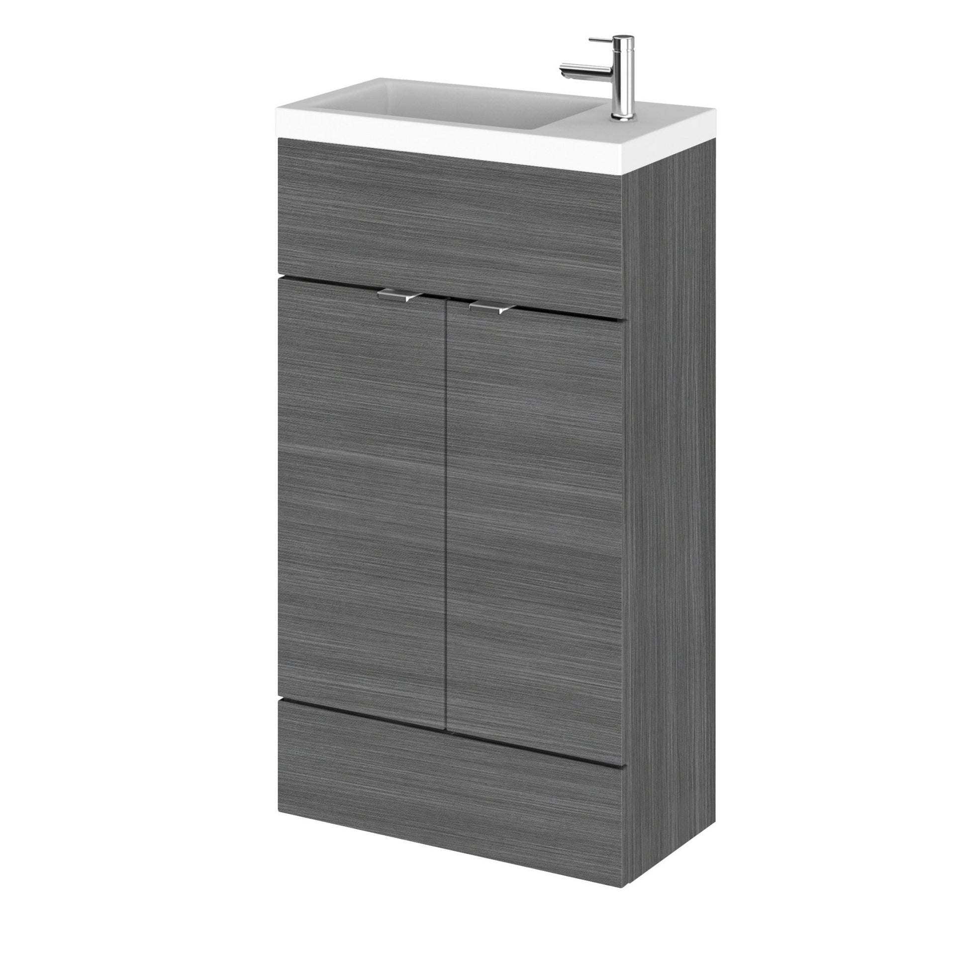 Hudson Reed Bexley 500mm Floor Standing Vanity & Basin 1th Trad Cool Grey MDF Vinyl Smooth Matt 865x531x406mm - JJ Building Materials
