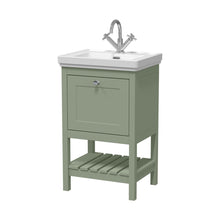 Hudson Reed Bexley 500mm Floor Standing Vanity & Basin 1th Trad Fern Green MDF Vinyl Smooth Matt 865x531x406mm - JJ Building Materials