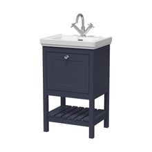 Hudson Reed Bexley 500mm Floor Standing Vanity & Basin 1th Trad Indigo Blue MDF Vinyl Smooth Matt 865x531x406mm - JJ Building Materials